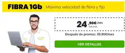 MÁSmóvil Fibra 1gb maxima velocidade fibra y fijo oferta