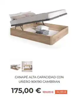 Muebles Sayez Canape alta capacidad con uñero 90x190 cambrian oferta
