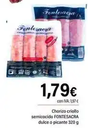Cash Ifa Fontecabras - chorizo criollo semicocido dulce o picante oferta