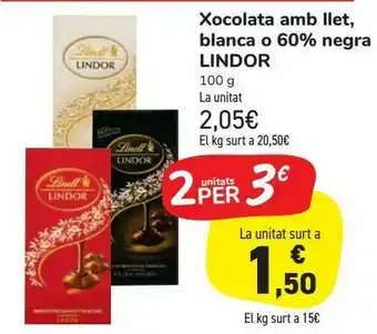 Carrefour Market Xocalata amb llet, blanca o 60% negra lindor oferta