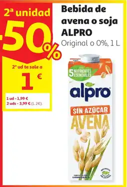 Alcampo ALPRO Bebida de avena o soja oferta