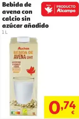 Alcampo Bebida de avena con calcio sin azúcar añadido oferta