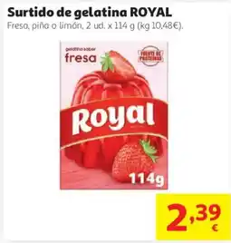 Alcampo ROYAL Surtido de gelatina Fresa, piña o limón oferta