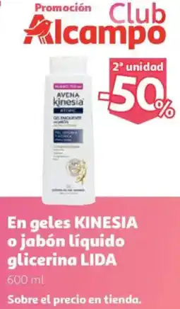 Alcampo KINESIA En geles o jabón líquido glicerina lida oferta