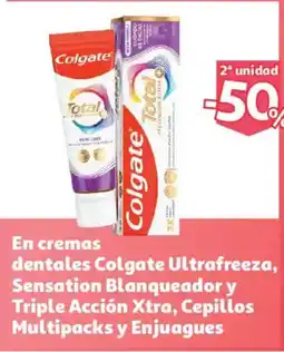 Alcampo En cremas dentales Colgate Ultrafreeza, Sensation Blanqueador y Triple Acción Xtra, Cepillos Multipacks y Enjuagues oferta