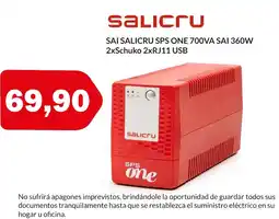 Microsshop SALICRU Sai sps one 700va sai 360w 2xschuko 2xrj11 usb oferta