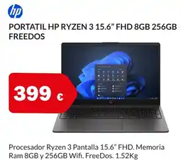 Microsshop Portatil hp ryzen 3 15.6" fhd 8gb 256gb freedos oferta
