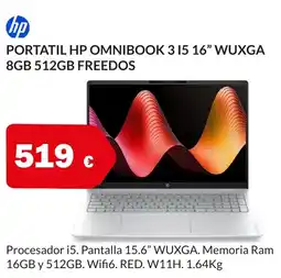 Microsshop HP Portatil omnibook 3.15 16" wuxga 8gb 512gb freedos oferta