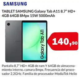 Microsshop SAMSUNG Tablet galaxy tab a11 8.7" hd+ 4gb 64gb 8mpx 15w 5000mah oferta