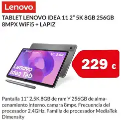 Microsshop LENOVO Tablet idea 11 2" 5k 8gb 256gb 8mpx wifi5 + lapiz oferta