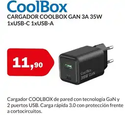 Microsshop COOLBOX Cargador gan 3a 35w 1xusb-c 1xusb-a oferta