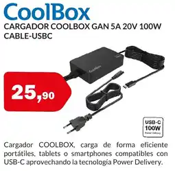 Microsshop COOLBOX Cargador gan 5a 20v 100w cable-usbc oferta