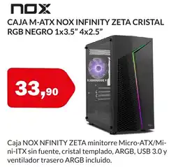 Microsshop NOX Caja m-atx infinity zeta cristal rgb negro 1x3.5" 4x2.5" oferta