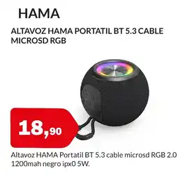Microsshop HAMA Altavoz portatil bt 5.3 cable microsd rgb oferta