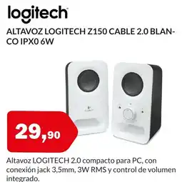 Microsshop LOGITECH Altavoz z150 cable 2.0 blan- co ipx0 6w oferta
