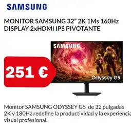 Microsshop SAMSUNG Monitor 32" 2k 1ms 160hz display 2xhdmi ips pivotante oferta