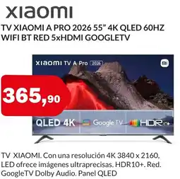 Microsshop XIAOMI Tv a pro 2026 55" 4k qled 60hz wifi bt red 5xhdmi googletv oferta