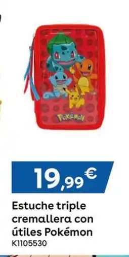 ToysRus Estuche triple cremallera con útiles Pokémon oferta