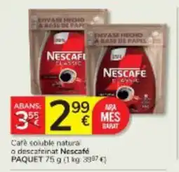 Consum NESCAFÉ Cafè soluble natural o descafeinat oferta