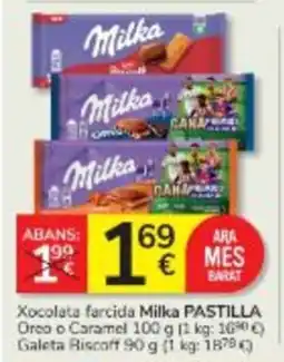 Consum MILKA Xocolata farcida Oreo o Caramel oferta