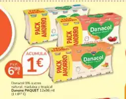 Consum DANONE Danacol 0% sucros natural, maduixa o tropical oferta
