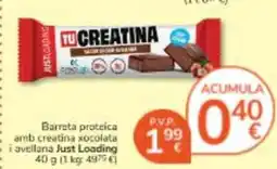 Consum JUST LOADING Barreta proteica amb creatina xocolata i avellana oferta