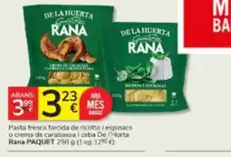 Consum RANA Pasta fresca farcida de ricotta i espinacs o crema de carabassa i ceba De Horta oferta