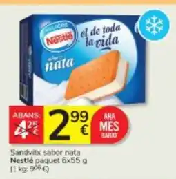 Consum NESTLÉ Sandvitx sabor nata oferta