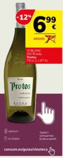 Consum PROTOS Vi blanc DO Rueda oferta