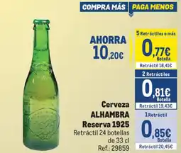 Makro Cerveza ALHAMBRA Reserva 1925 oferta