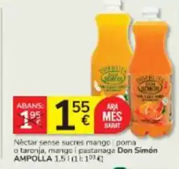 Consum DON SIMÓN Nectar sense sucres mango poma o taronja, mango i pastanaga oferta