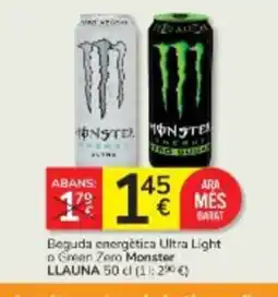 Consum MONSTER Beguda energètica Ultra Light o Grean Zero oferta