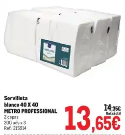 Makro Servilleta blanca 40 X 40 METRO PROFESSIONAL oferta