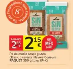 Consum CONSUM Pa de motile sense gluten classic o cereals i llavors oferta