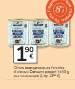 Consum CONSUM Olives manganenques farcides d'anxova oferta