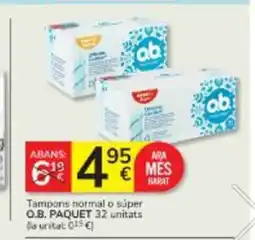Consum O.B. PAQUET Tampons normal o súper oferta