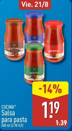 ALDI CUCINA Salsa para pasta oferta