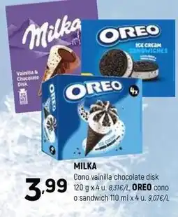 Coviran Milka - cono vainilla chocolate disk oferta