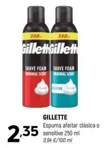 Coviran Gillette - espuma afeitar clasica o sensitive oferta