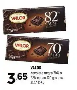Coviran Valor - xocolata negra 70% o 82% cacau oferta