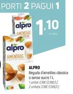 Coviran Alpro - beguda d'ametlles clàssica o sense sucre oferta