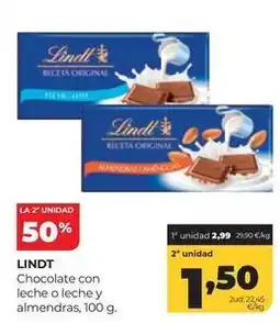 Alimerka Lindt - chocolate con leche o leche y almendras oferta