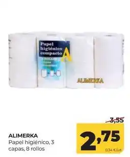 Alimerka Alimerka - papel higiénico, 3 capas, 8 rollos oferta
