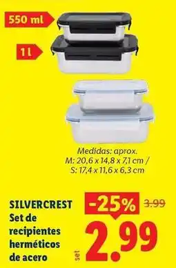 Ocine Silvercrest - set de recipientes herméticos de acero oferta