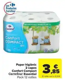 Carrefour Express Carrefour - paper higienic 2 capes confort compact essential oferta