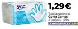 Comerco Cash & Carry Toalllas de mano goma camps oferta
