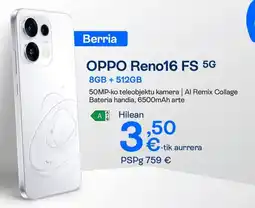 Movistar OPPO Reno16 FS 5G 8GB + 512GB oferta
