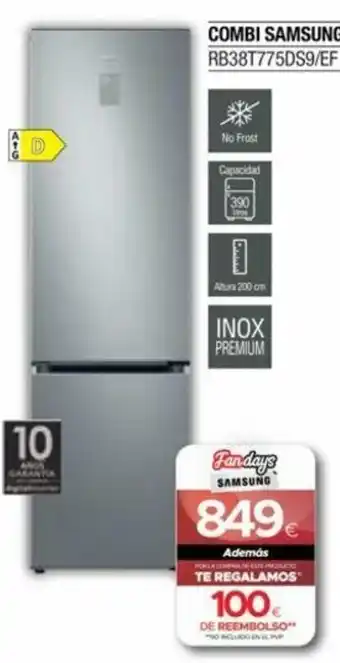 Milar Samsung Combi RB38T775DS9/EF oferta