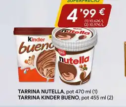 Minymas Tarrina nutella) tarrina kinder bueno oferta