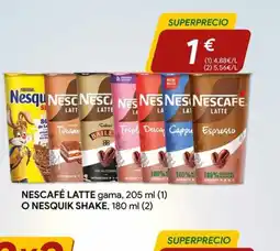 Minymas Nescafé latte o nesquik shake oferta